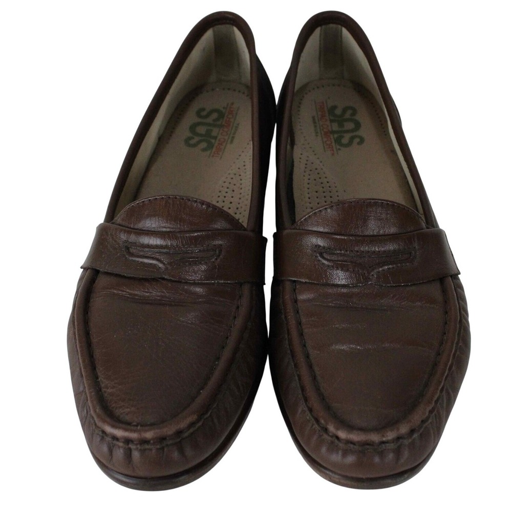 SAS Penny Loafer Shoes Womens 11.5 N Dark Brown Leather Tripad Comfort USA Made